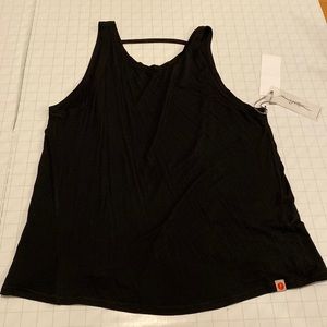 Open back, loose, black tank top